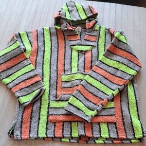 Emisa Mexican Saddle Baja Hoodied Poncho Surfer Vintage Blanket Pullover Jacket